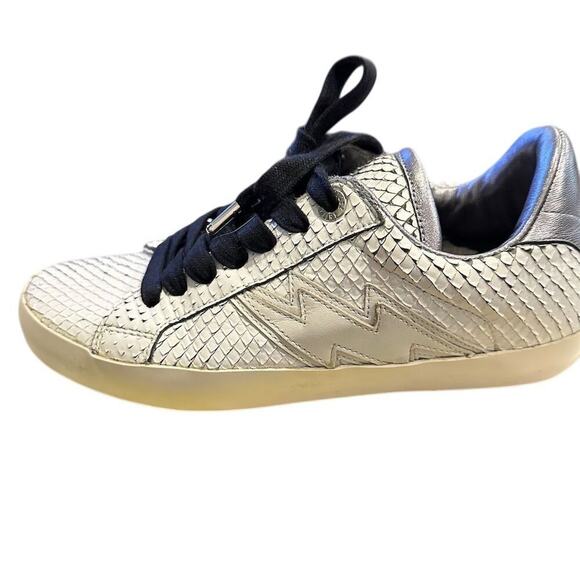Zadig & Voltaire Neo Keith White Snakeskin Embossed Sneakers Size 7.5 - Picture 5 of 13